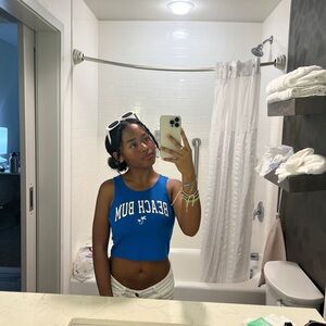 SHEIN Royal Blue 'Beach Bum' Crop Top